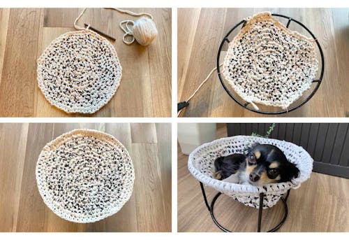 サスティナブルdiy 古着tシャツとプランタースタンドで初心者も簡単 犬用ハンモックの作り方 わんクォール
