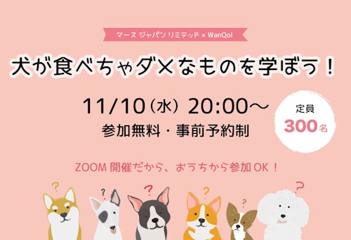 オンラインイベント 獣医師が教える 犬に食べさせてはいけないもの 誤飲に関する知識セミナー 開催 わんクォール