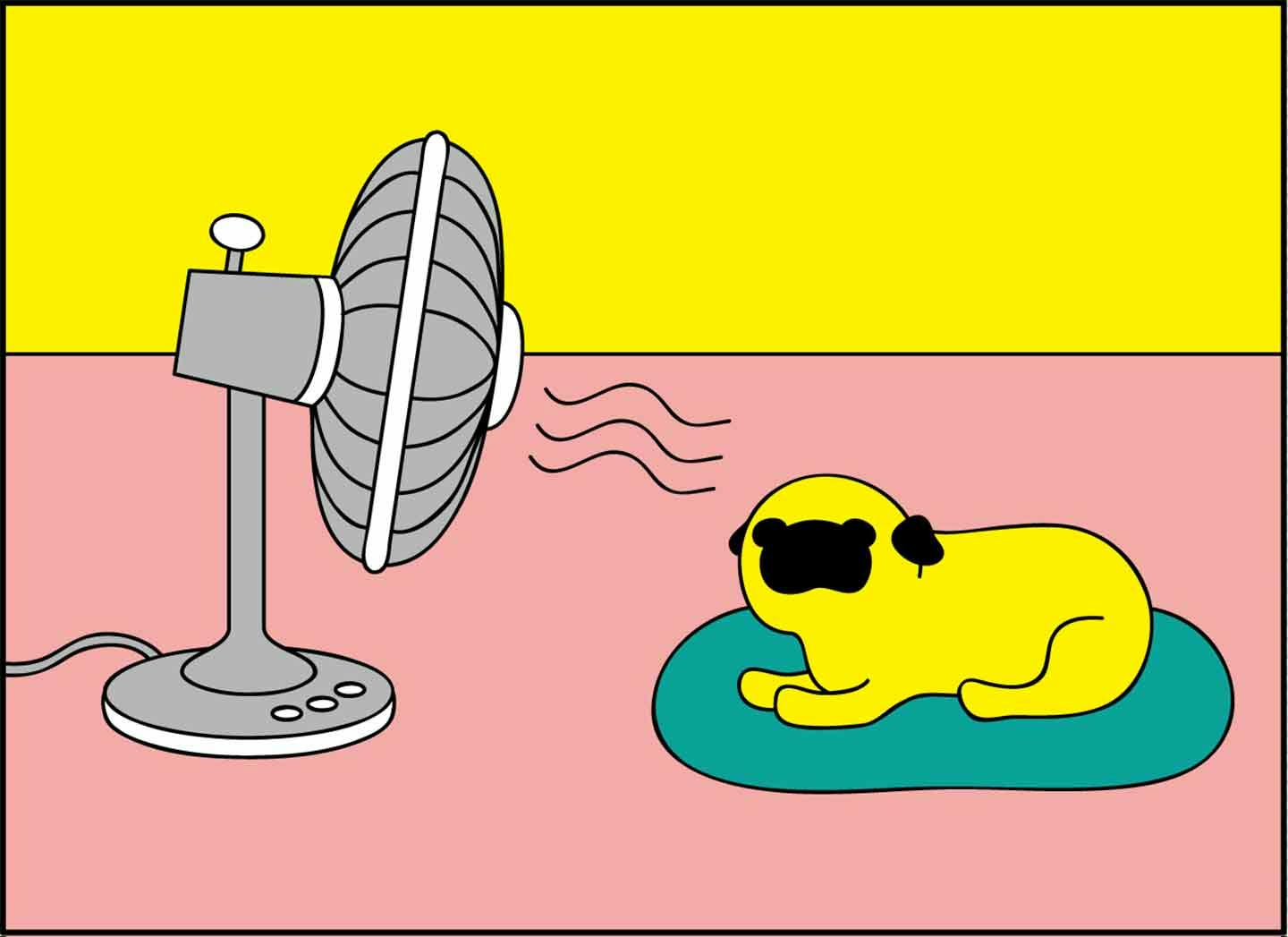 愛犬との日常4コマ漫画　パグあるある　暑さに弱い
