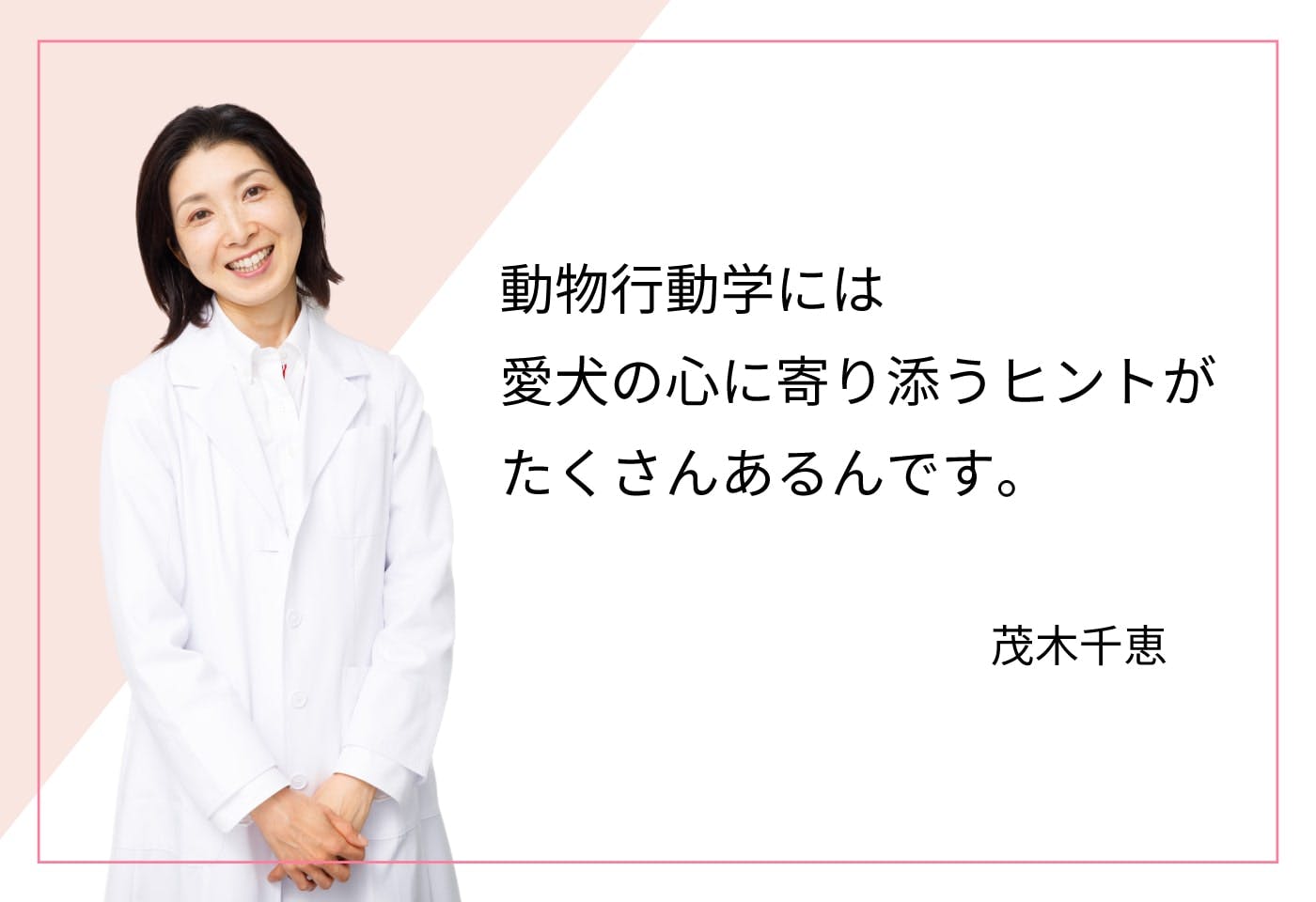 犬の擬人化は危険？　愛犬家こそ注意したい「動物行動学」の基本。獣医師・茂木千恵先生のライフワーク