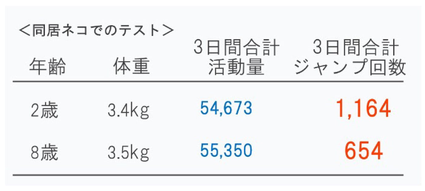 年齢の違う同居猫でテストしたPLUS CYCLEの計測データ