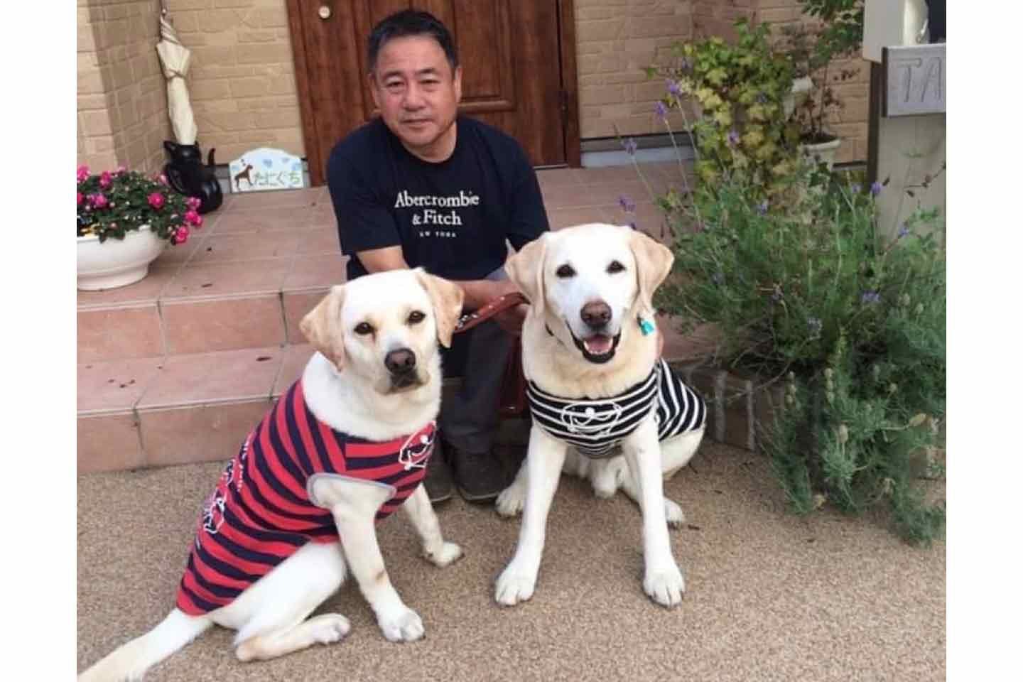 谷口さんの初代盲導犬・サファイアと2代目盲導犬レフ 谷口さんの初代盲導犬・サファイアと2代目盲導犬レフ