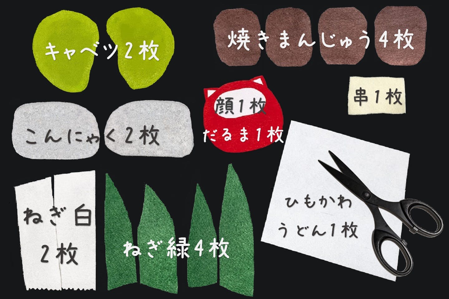 群馬犬用 お手軽ノーズワークマットの作り方 STEP1.フェルトを名産品の形にカットする