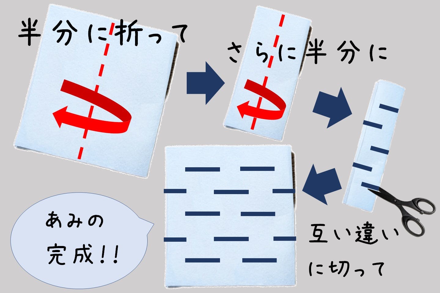 フェルトでひもかわうどんの作り方　ノーズワークマット