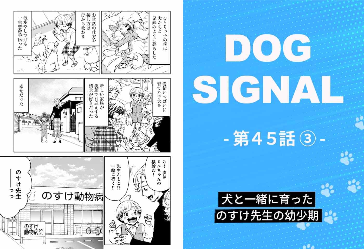 漫画『DOG SIGNAL（ドッグシグナル）』45話目3/4　犬と一緒に育った、のすけ先生