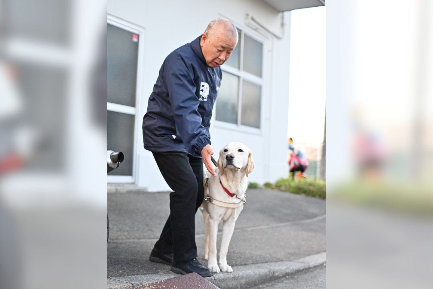 盲導犬の訓練をしている多和田悟さん 盲導犬の訓練をしている多和田悟さん