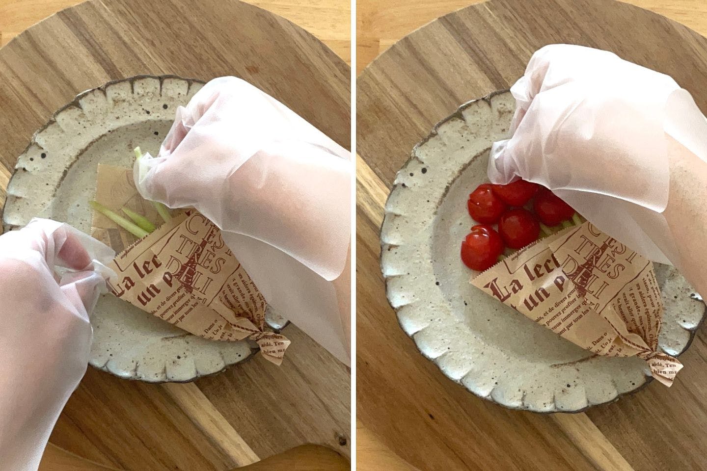 にんじんをすりおろします ブーケに見立てて飾り付けする