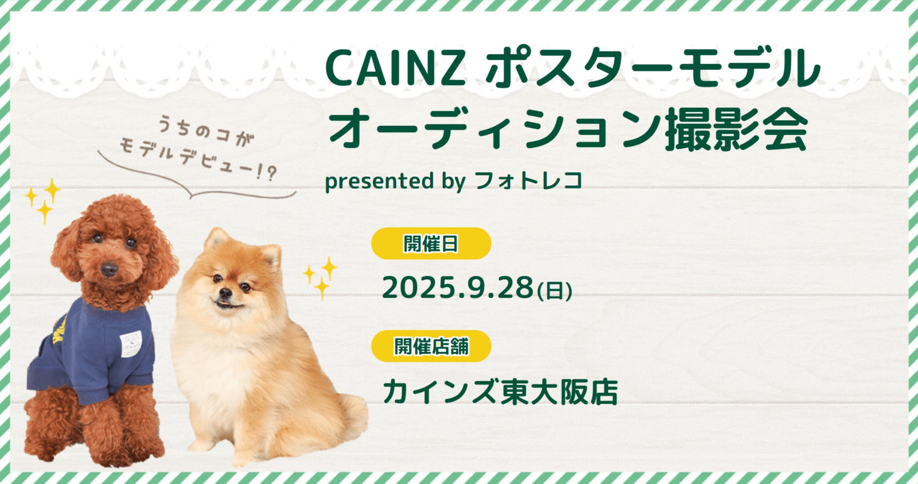 【2025/9/28】CAINZ ポスターモデルオーディション撮影会（大阪・東大阪市）