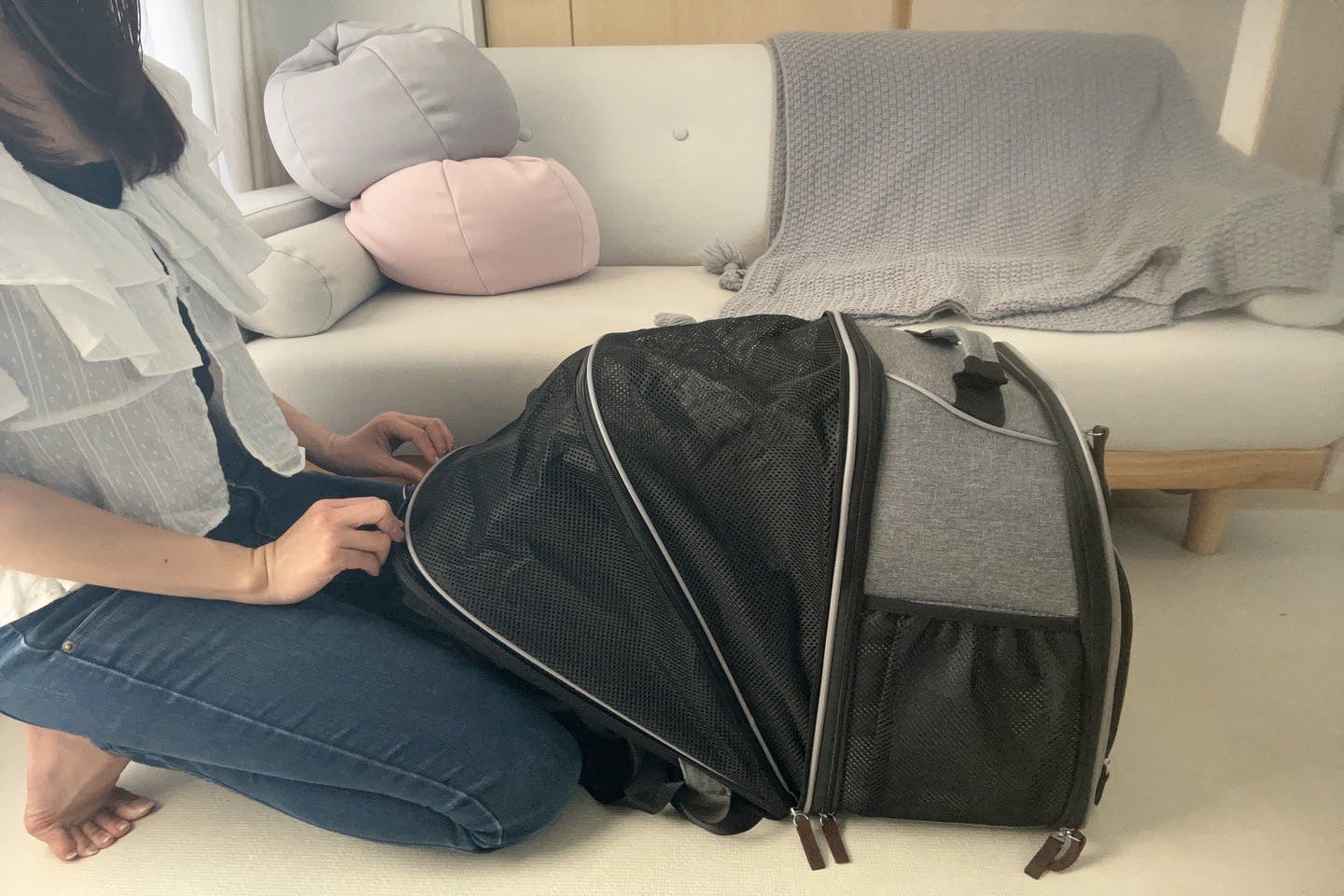 犬も猫も使える! 「ケージになる折りたたみペットリュック」の特徴 犬も猫も使える! 「ケージになる折りたたみペットリュック」の特徴