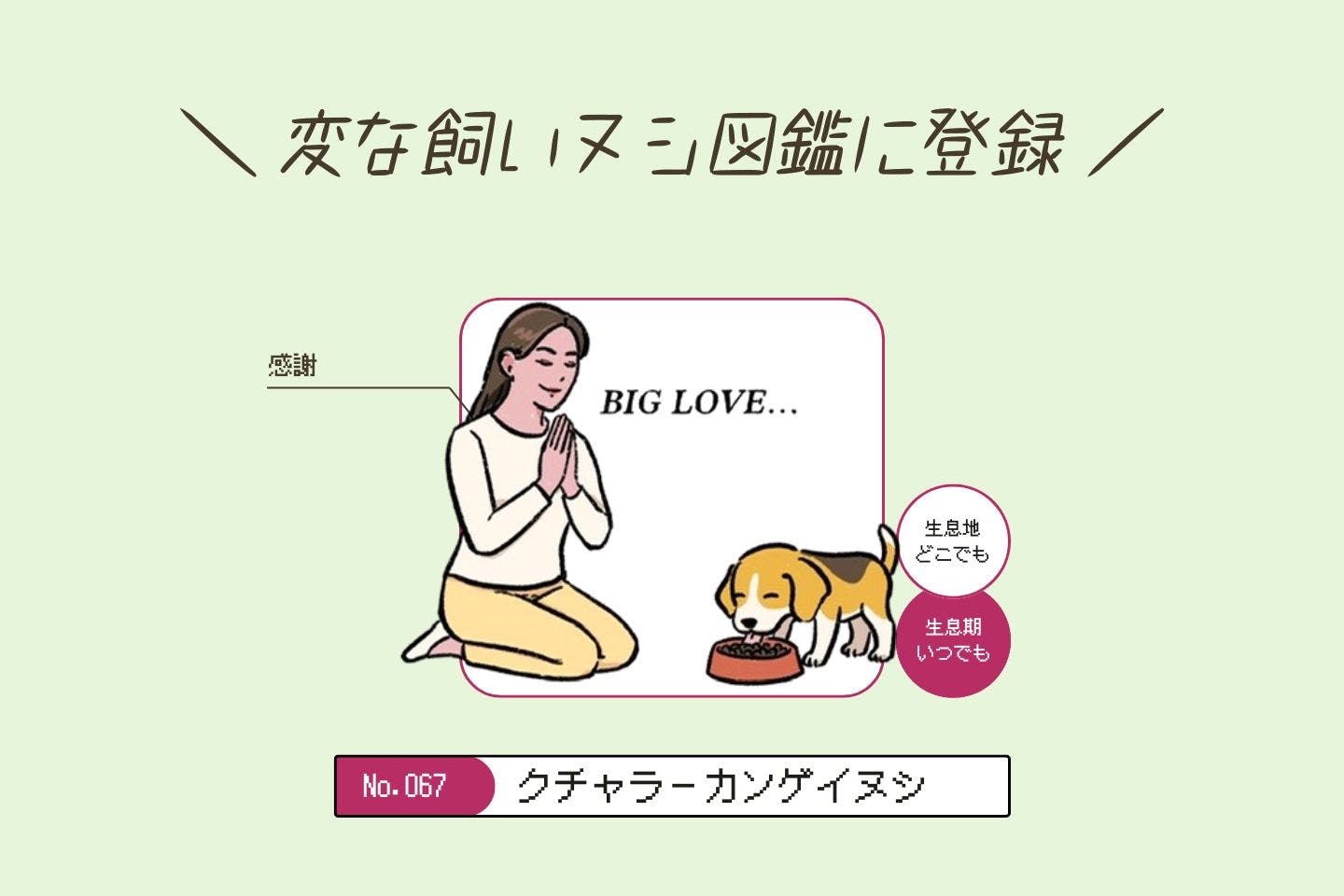 ウルオイイタダキヌシの生態《変な飼いヌシ図鑑043》 クチャラーカンゲイヌシの生態《変な飼いヌシ図鑑067》