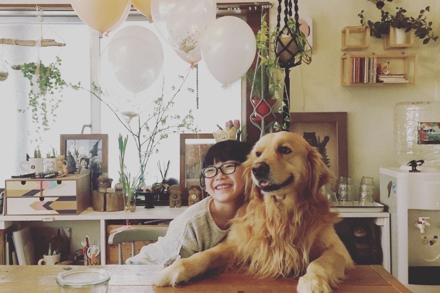 家族の誕生日会 娘と愛犬レイル 家族の誕生日会 娘と愛犬レイル
