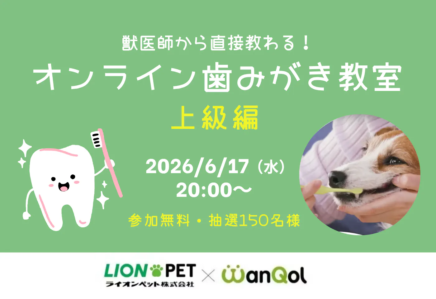 大人気！獣医師直伝のオンライン歯みがき教室 《第5回・上級編》が開催決定！
