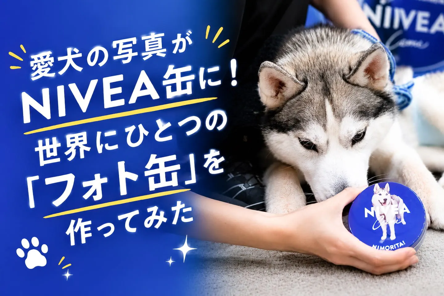 愛犬の写真がNIVEA缶に！ハスキーの蓮根と「フォト缶」を一足先に体験してみた